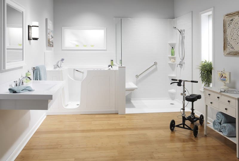 Accessible bathroom with walk-in tub