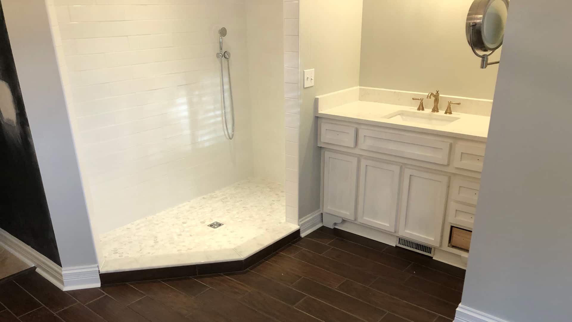 Brad & Rachel Beanblosoom's master bathroom suite remodeled in 2019.