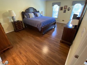 Picture of new hardwood flooring in bedroom