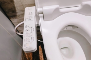 An image displaying an attached washlet with many options.